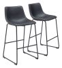 Smart Modern Black Upholstered Bar Stool – Sculpted Polyurethane Seat & Metal Base