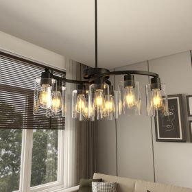 Modern Black 9-Light Chandelier with Adjustable Height (Option: Black)