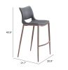 Modern Ace Black Faux Leather Bar Stool with Brushed Stainless Steel Frame