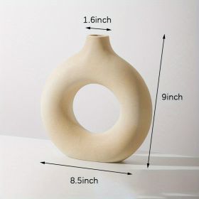Ceramic "Donut" Vase, Available in 3 Sizes & 3 Colors (Color: Cream Color, size: XL)