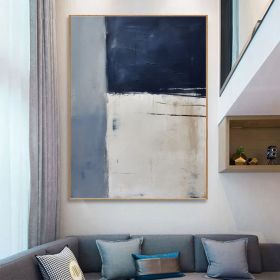Blue Grey Abstract Painting On Canvas Original Hand Painted Painting Blue Abstract Painting Modern Minimalist Geometric Art Abstract Decor (Style: 01, size: 60x90cm)
