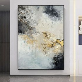 Handmade Oil Painting Abstract Art Black And White On Canvas Wall Art Golden Painting Modern Art Wall Art For Home Decor (Style: 01, size: 60x90cm)