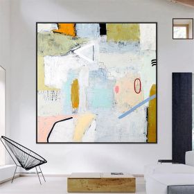 Handmade Oil Painting Abstract Modern Original Painting Colorful Acrylic Art On Canvas Green And White Wall Art For Home Decor And Office (Style: 01, size: 160x160cm)