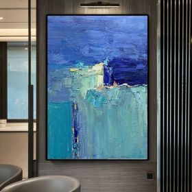Abstract Oil Painting On Canvas Modern Blue Oil Painting Hand Painted Large Wall Art For Home Decor (Style: 01, size: 50x70cm)