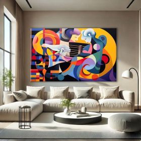 Abstract Colorful Hand Painted Oil Painting Minimal Wall Art Cubism Painting Modern Abstract Wall Art Decor Oversized Wall Art Modern Over Bed Decor (Style: 01, size: 90x130cm)