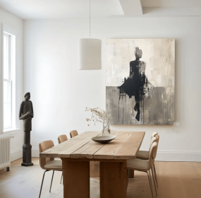 Black Wabi-sabi Art Artistic Painting of the Back of Female Dancer A Lonely Girl Portrait Abstract Oil Painting Abstract Lady Canvas Artwork (Style: 01, size: 70x100cm)