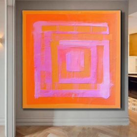 Large Original Labyrinth Abstract Oil Painting Pink Orange Labyrinth Painting Colorful Acrylic Canvas Art Labyrinth Art Decor (Style: 01, size: 160x160cm)