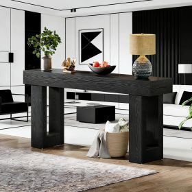 Wooden Sofa Table, 63-Inch Console Table For Entryway (Main Material: Wood, Main Color: Black)