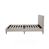 Rafiel Modern Bed Frame – Soft Oatmeal Fabric & Solid Wood Design