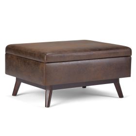 Owen - Coffee Table Storage Ottoman - Distressed Chestnut Brown (Color: as Pic)