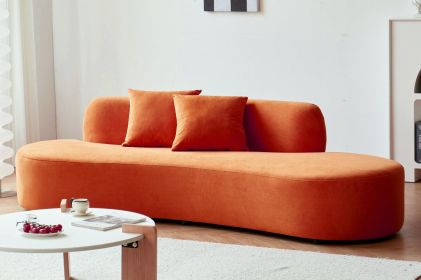 90" Curved Sofa with Throw Pillows, 4 Seater Luxury Velvet Couch with Half Moon Design and High-Density Foam, Ideal for Modern Living Room (Color: as Pic)