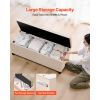 Storage Ottoman Bench, Button-Tufted End of Bed Bench with Side Bags, Flip-up Upholstered Storage Chest with Metal Frame
