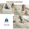Oversized Corduroy Chaise Lounge with Ottoman, Beige