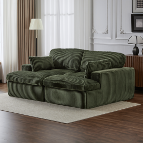 Oversized Double-Chaise Deep-Seated Lounge Chair (Color: Green)
