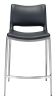 Modern Ace Black Faux Leather Counter Stool with Brushed Stainless Steel Frame