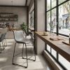 Smart Modern Black Upholstered Counter Stool – Sculpted Polyurethane Seat & Metal Base