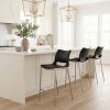 Modern Ace Black Faux Leather Counter Stool with Brushed Stainless Steel Frame