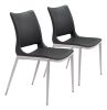 Modern Ace Black Faux Leather Armless Dining Chair with Steel Frame
