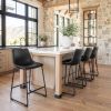 Smart Modern Black Upholstered Counter Stool – Sculpted Polyurethane Seat & Metal Base