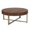 Handcrafted Round Drum Coffee Table, 31.5", Natural Ash