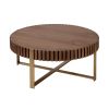 Handcrafted Round Drum Coffee Table, 31.5", Natural Ash