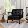 Rubber Wood Frame Accent Chair with Armrest for Living Room