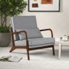 Modern Accent Chair with Rubber Wood Armrests and Removable Back
