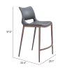 Modern Ace Black Faux Leather Counter Stool with Brushed Stainless Steel Frame