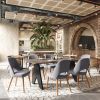 Leith Modern Dining Chair – Vinyl Seat & Wood Legs