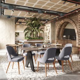 Leith Modern Dining Chair – Vinyl Seat & Wood Legs (Option: Gray)