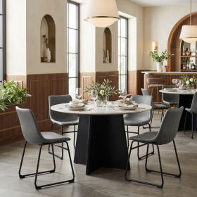 Smart Modern Black Upholstered Dining Chair – Sculpted Polyurethane Seat & Metal Base (Option: Charcoal)