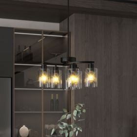 Contemporary 6-Light Adjustable Black Chandelier (Option: Black)