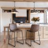 Smart Modern Black Upholstered Counter Stool – Sculpted Polyurethane Seat & Metal Base