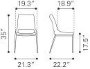 Modern Ace Black Faux Leather Armless Dining Chair with Steel Frame