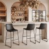Smart Modern Black Upholstered Bar Stool – Sculpted Polyurethane Seat & Metal Base