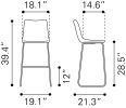 Smart Modern Black Upholstered Bar Stool – Sculpted Polyurethane Seat & Metal Base