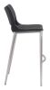 Modern Ace Black Faux Leather Bar Stool with Brushed Stainless Steel Frame