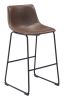 Smart Modern Black Upholstered Bar Stool – Sculpted Polyurethane Seat & Metal Base