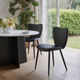 Prestige Modern Dining Chair – Vinyl or Fabric Seat with Steel Frame (Option: Black)