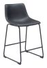 Smart Modern Black Upholstered Counter Stool – Sculpted Polyurethane Seat & Metal Base