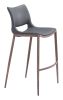 Modern Ace Black Faux Leather Bar Stool with Brushed Stainless Steel Frame