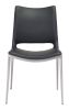 Modern Ace Black Faux Leather Armless Dining Chair with Steel Frame