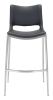 Modern Ace Black Faux Leather Bar Stool with Brushed Stainless Steel Frame