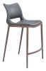 Modern Ace Black Faux Leather Counter Stool with Brushed Stainless Steel Frame