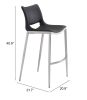 Modern Ace Black Faux Leather Bar Stool with Brushed Stainless Steel Frame