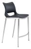 Modern Ace Black Faux Leather Counter Stool with Brushed Stainless Steel Frame