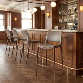 Modern Ace Black Faux Leather Bar Stool with Brushed Stainless Steel Frame (Option: Brown & Walnut)