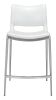 Modern Ace Black Faux Leather Counter Stool with Brushed Stainless Steel Frame