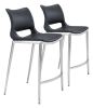 Modern Ace Black Faux Leather Counter Stool with Brushed Stainless Steel Frame