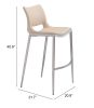 Modern Ace Black Faux Leather Bar Stool with Brushed Stainless Steel Frame